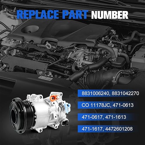 Miniatura 3 de Aumtoni Compresor de aire acondicionado de CA AC con embrague, compatible con Toyota Camry 2007-2009RAV4 2006-2008 2.4L, compresor de aire