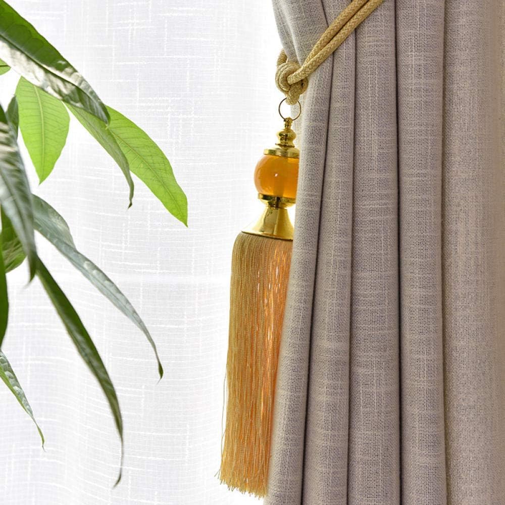 Anneau de Rideau magnétique, Cordon de Rideau à gl Embrasses de Rideau Attache Boule Boule Sangle Attache Corde Boule Suspendue Pointe Double Boule Cravate Fleur Crochet Gland Beige (Une Paire)