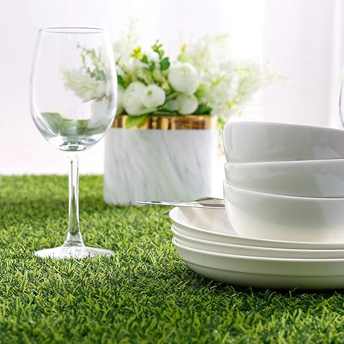 Miniatura 6 de Farochy Camino de mesa de césped artificial, camino de mesa de césped sintético para bodas, cumpleaños, banquetes, baby shower, decoración del hogar