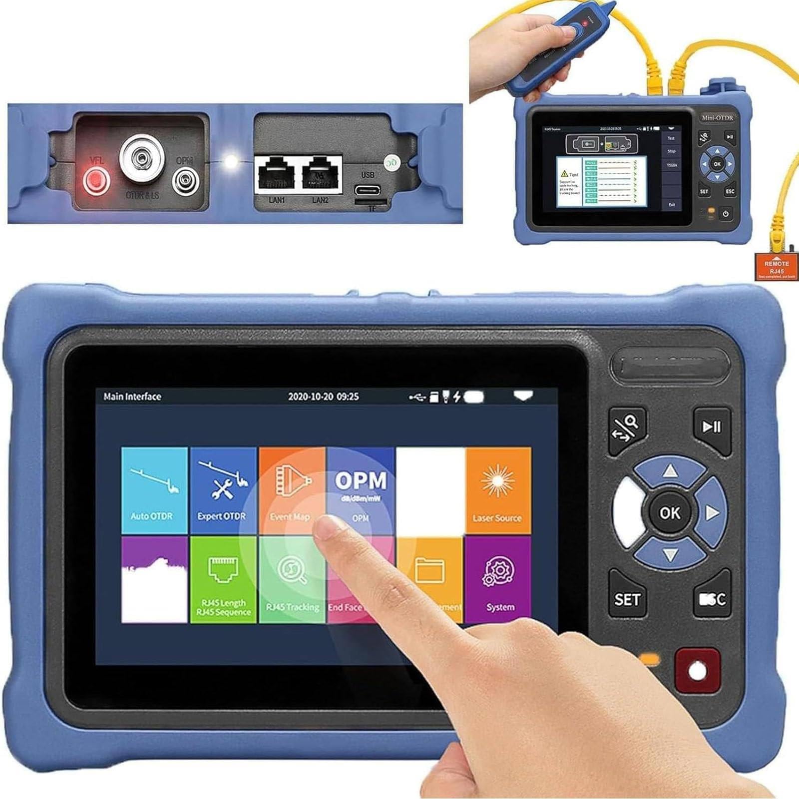 Fiber Optic Tester, Fiber Optic Inspection Probe Kit, Flipper Zero Device, Ethernet Cable Tester, Dual Wavelength 1310/1550Nm, Otdr Launch Cable Test Tool, Multimeter,Touch Screen UPC