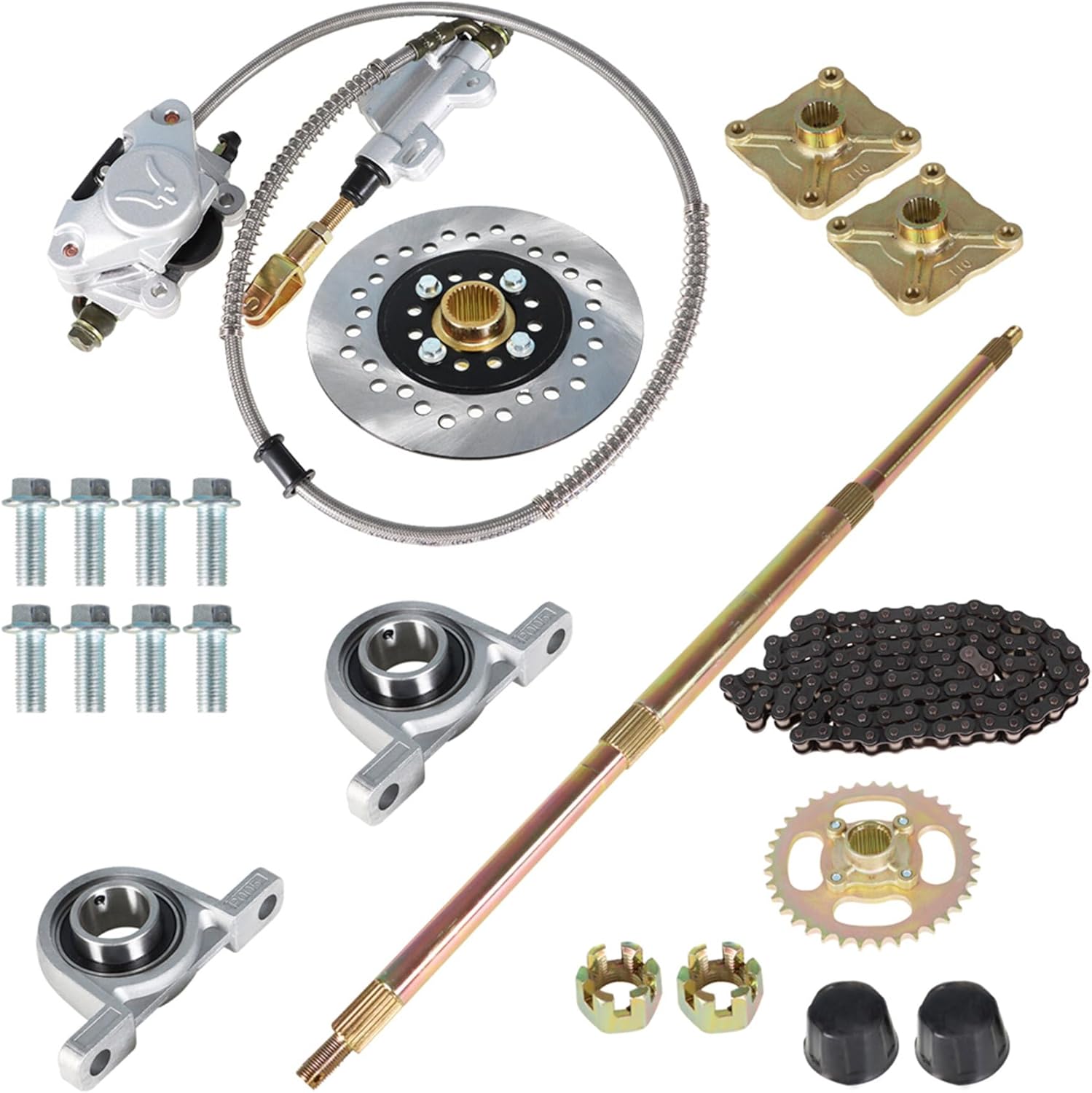 32in(815mm) Go Kart Rear Axle Assembly Kit Replacement for DIY Go Kart Quad