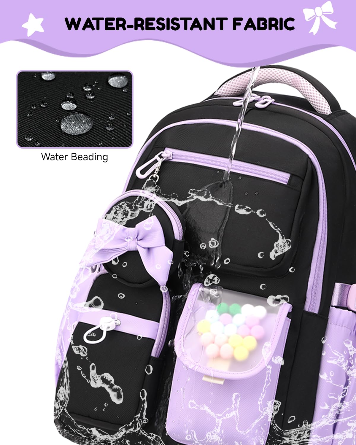 Amythe Zaino con Ruote Bambina 10-18 Anni – Trolley Scolastico 6 Ruote con Carrello Rimovibile – Zaino Trolley per Ragazze Scuole Medie – Grande Capacità per PC 15.6", Viola