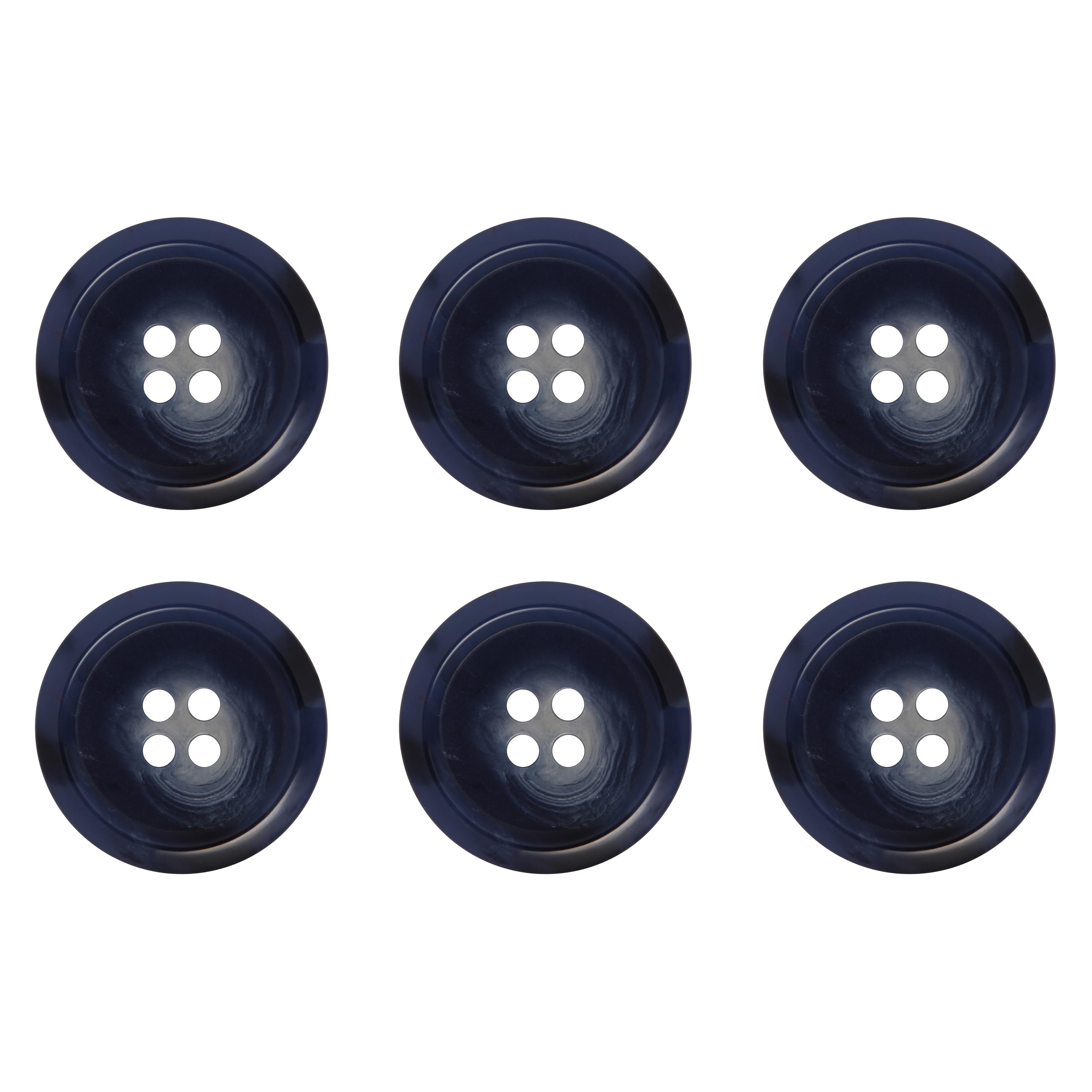 Pack of 6 Blue 23mm Round Sew On Buttons Trousers Jackets Suits Skirts Flat 4 Holes