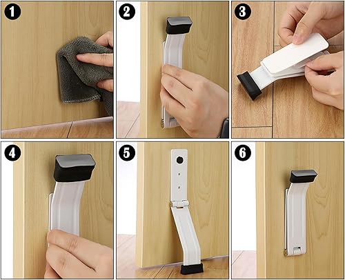 Miniatura 7 de Sumnacon Tope de puerta resistente blanco para la parte inferior de la puerta, tope de puerta de metal con adhesivo y tornillos, elegante tope de