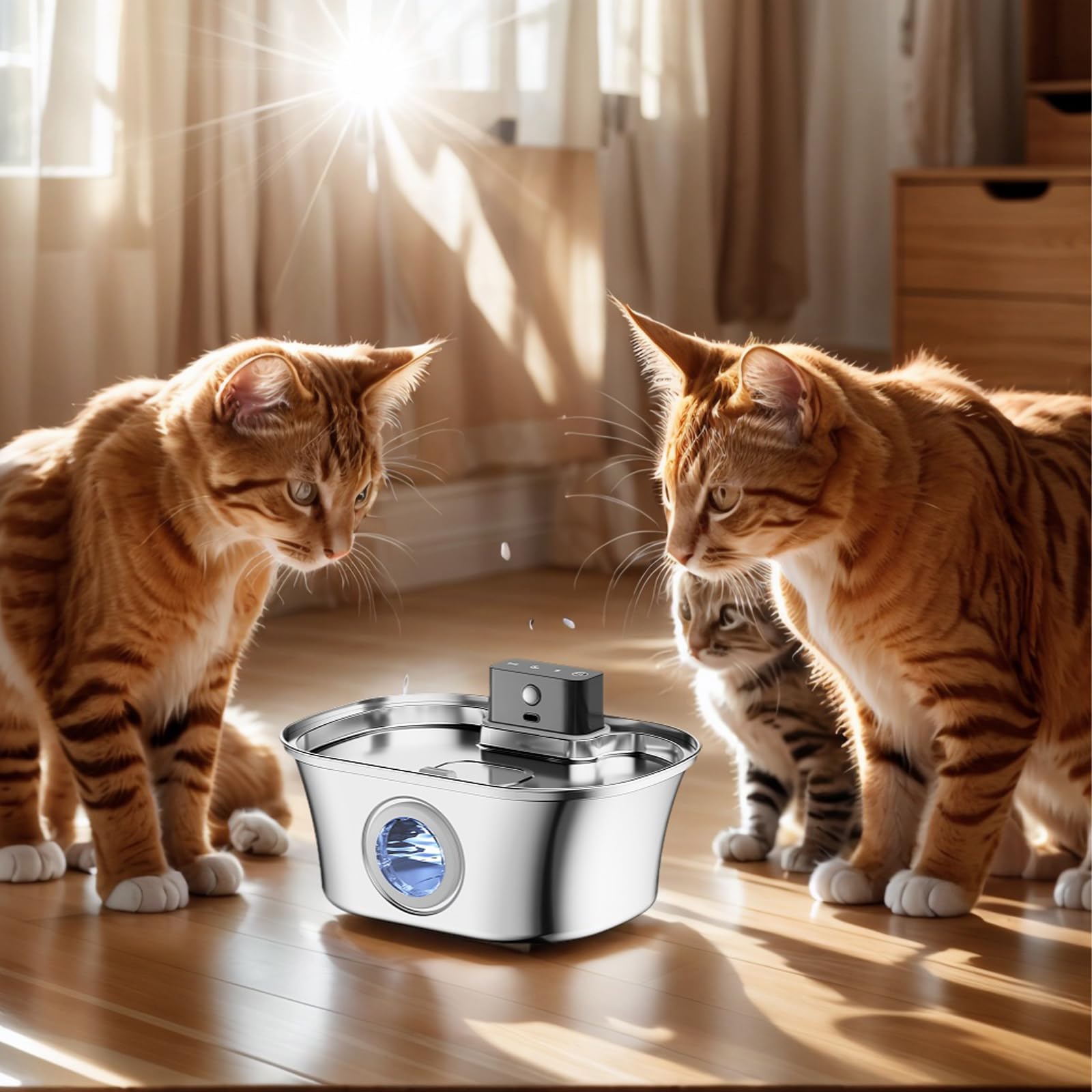 Smarted Cats Dispensador de agua de acero inoxidable con funcionamiento silencioso para perros y fuente de agua pequeña y grande