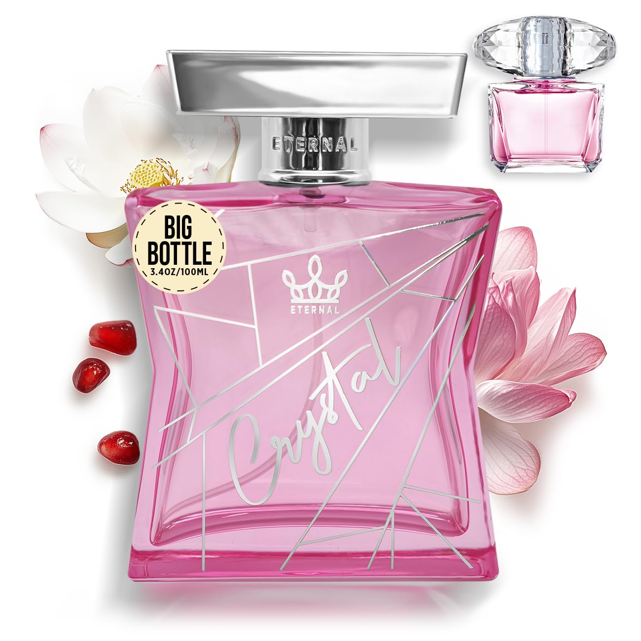 Eternal Fragrance - Eternal Crystal - Inspired by Bright Crystal - 3.4 oz (100ml) - Eau de Parfum - Long-lasting - Vegan - Clean Ingredients - Perfume Spray for Women - 2000 sprays per bottle