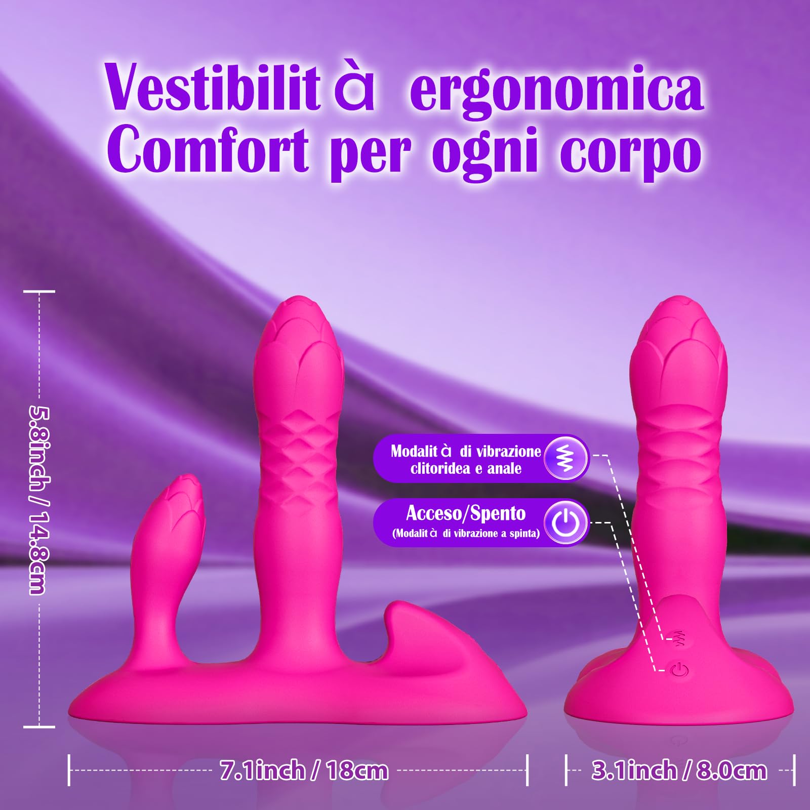 Vibratore per Donna Professionale 3 in 1 con Telecomando e App, Stimolatore Clitorideo e Punto G, Sex Toys sexytoysys per Coppie, Plug Anale in Silicone, Giochi Erotici per Adulti
