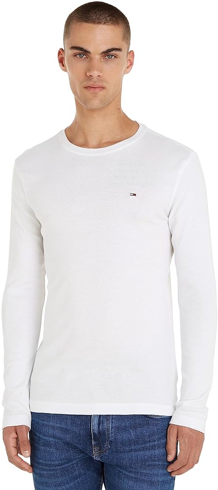 Tommy Jeans Maglietta Maniche Lunghe Uomo TJM Original Maniche Lunghe,  Bianco (Classic White), XS : Amazon.it: Moda