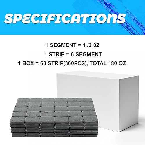 Miniatura 6 de EASYBERG Pesos de rueda de 12 onza, 90 onzascaja, 180 piezas, pesos de rueda de equilibrio de neumáticos negros para automóviles, camiones, SUV,