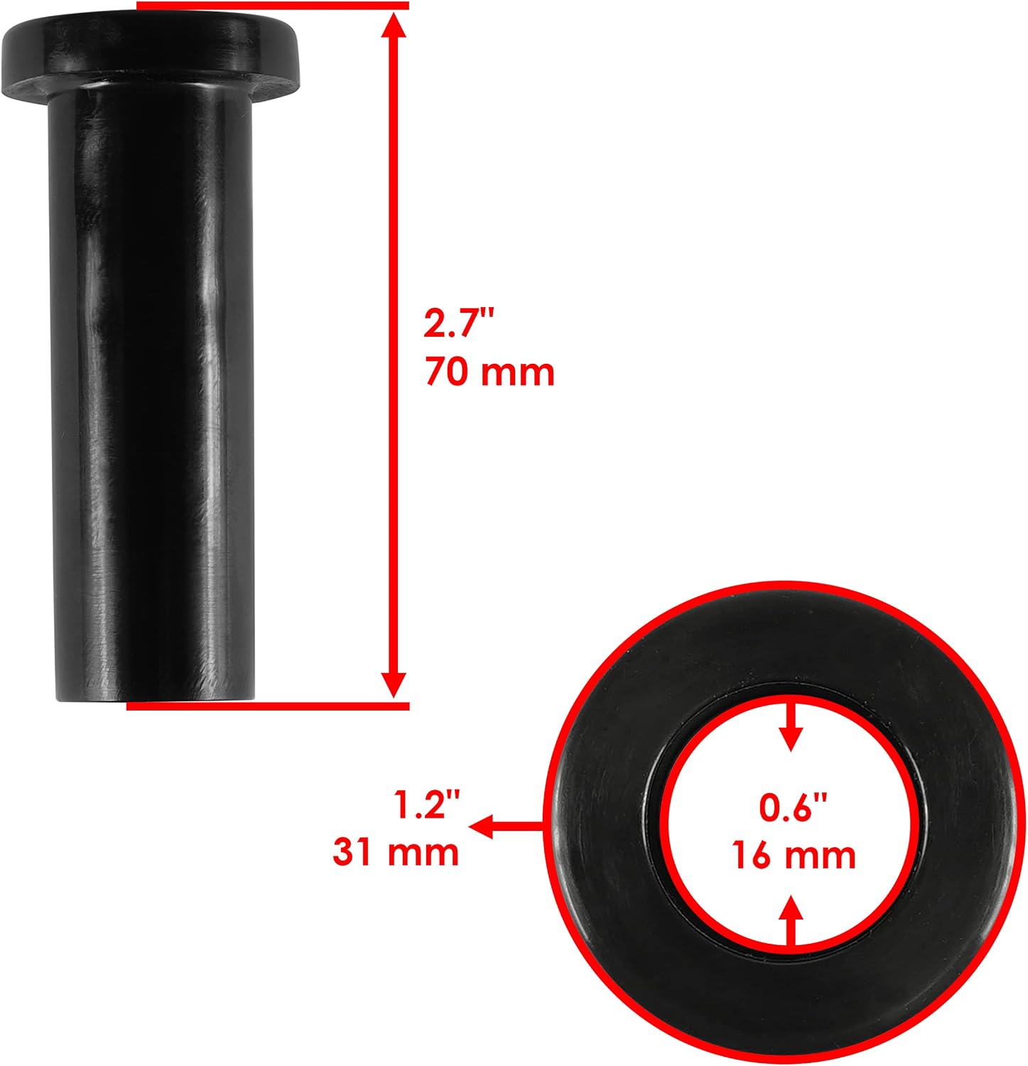 Caltric Front Suspension Upper A-Arm Long Bushings Compatible with Arctic Cat Prowler Xt 650 2006-2009