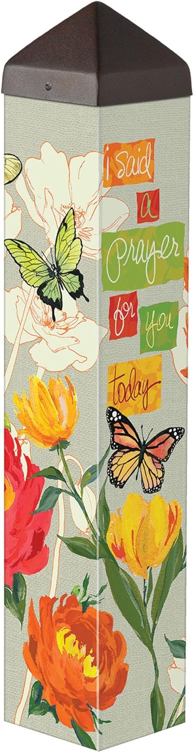 Studio M Art Pole, PVC Weather Resistant Pole with Vinyl Bowl 20 inches Tall Outdoor Decoration for Gardens, Patios, Yards, Landscaping and Birding Accessories, I Said a Prayer