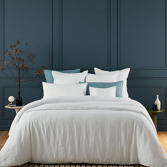 Yves Delorme Originel Blanc King 21 x 37 in Sham | 100% Stone Washed Linen | Luxury Bedding from France