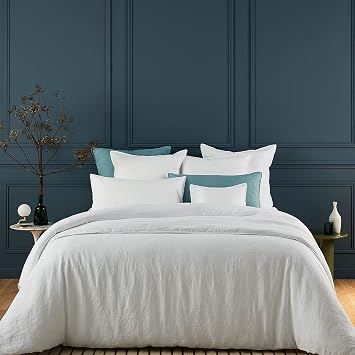 Yves Delorme Originel Blanc King 21 x 37 in Sham | 100% Stone Washed Linen | Luxury Bedding from France