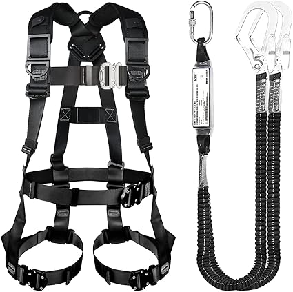 Amazon Co Jp 22新規格適合 フルハーネス安全帯 新規格 セット 腹部と胸と脚ワンタッチバックル 安全帯 ハーネス安全帯 新規格 セット 蛇腹ダブルランヤード 便利 安全 フルハーネス フリーサイズ 墜落制止用器具 高所作業用 Tiis技術認証 日本語説明書 収納袋 肩