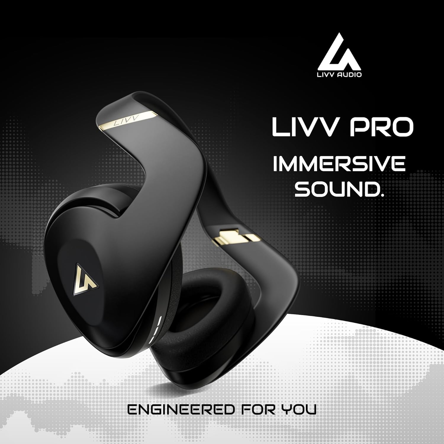 LIVV PRO Sports Headphones Designed for Gym, Workout, Running - Comfortable, Ergonomic, Over Ear, Active Noise Cancelling, 5 Microphones, Wireless, 50 Hours Battery Life, Bluetooth 5.3, Matte Black - Image 9