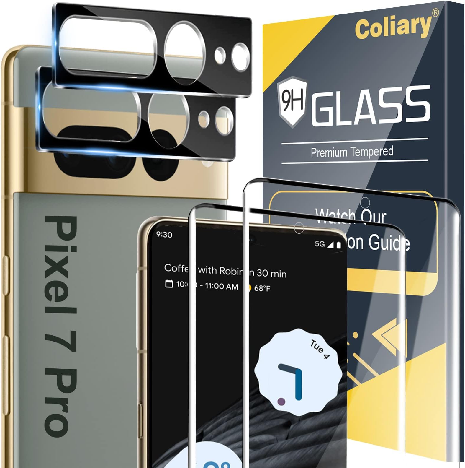 9H Tempered Glass Screen Protector for Google Pixel 7 Pro 5G 6.7 inch - Ultrasonic Fingerprint, 3D Curved, HD Clear Scratch Resistant