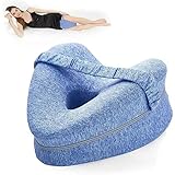 Enjoyaa Knee Pillow for Side Sleepers, Grey Memory Foam Leg Pillow for Hip & Back Pain Relief - Ergonomic Support Cushion for Sciatica, Pregnancy, Joint Pain & Better Spine Alignment (blue)