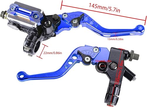 Miniatura 3 de Palanca de freno universal de motocicleta 78 "0.866 in freno hidráulico y embrague cilindro maestro depósito palanca izquierda y derecha