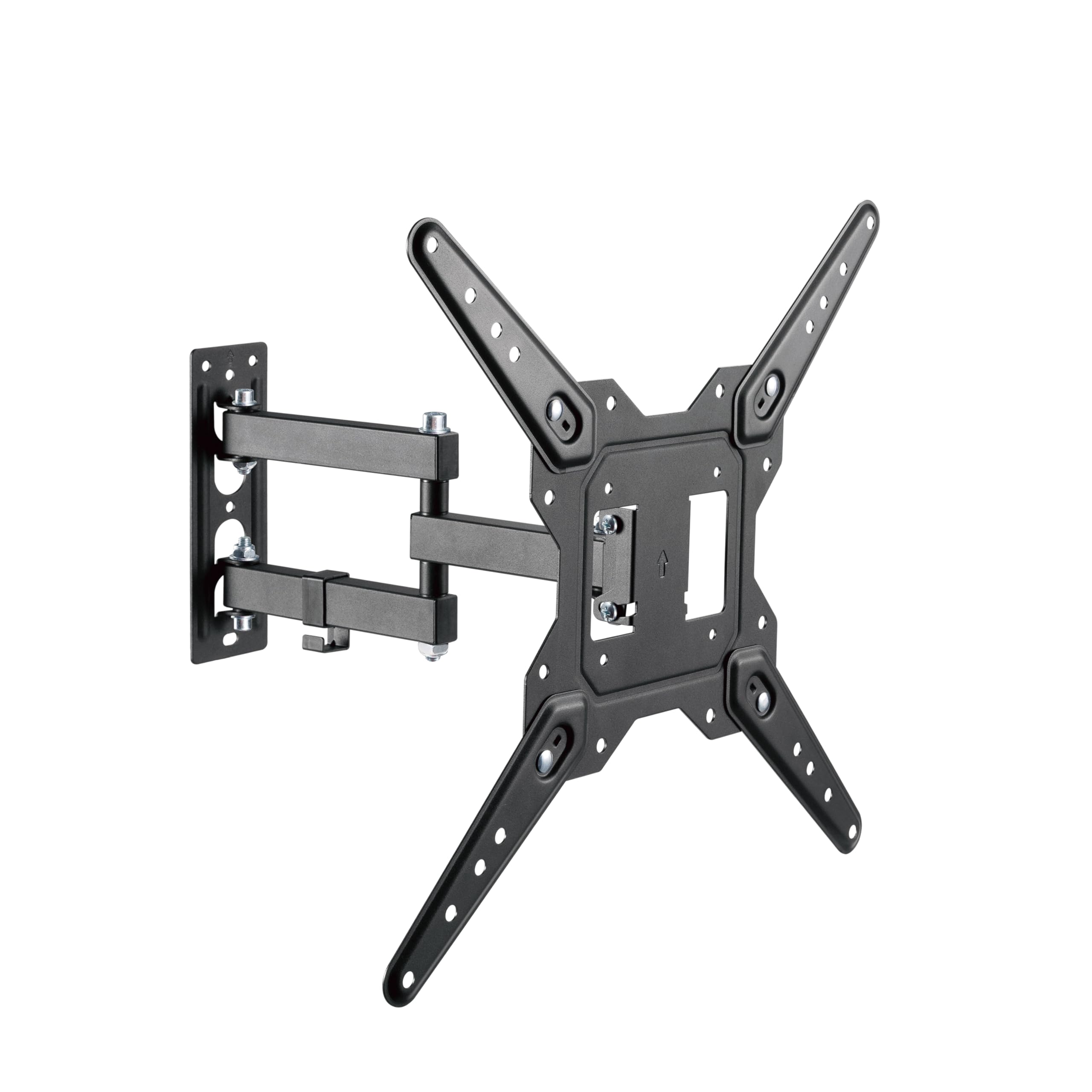 PureMounts TV Wall Mount, Universal Tilt & Swivel Arm Mount with Articulated Arm, Max VESA 400x400mm, for 23-55 Inch Flat and Curved TV Monitors up to 30kg, Black