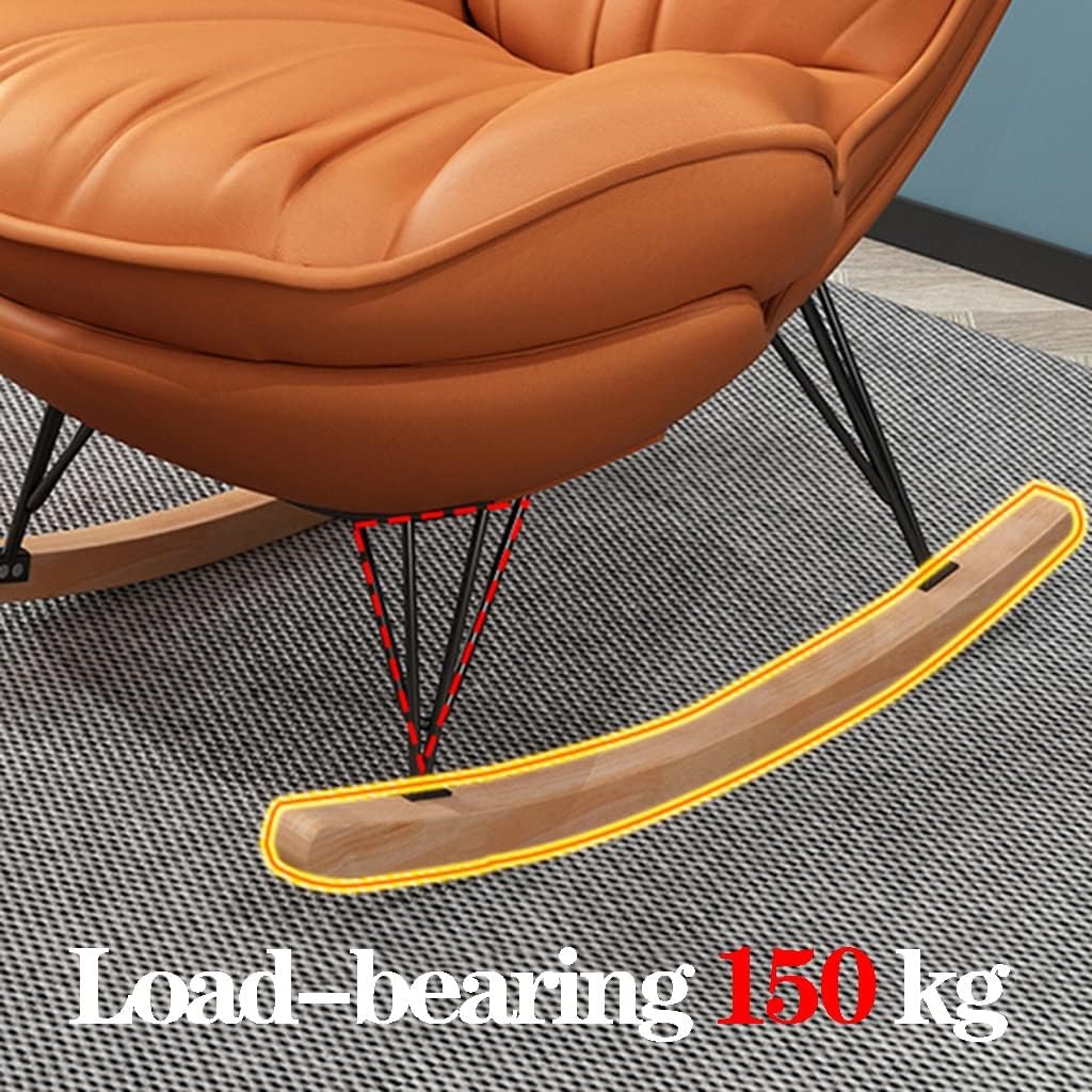 Rocking Nursery Modern Accent Chair Fabric Upholstered Glider Rocker Armchair with Ottoman for Living Room,Comfy Reading Chairs Lounge Chair Side Chairs for Bedroom Offices (Color : Gray) (Orange )