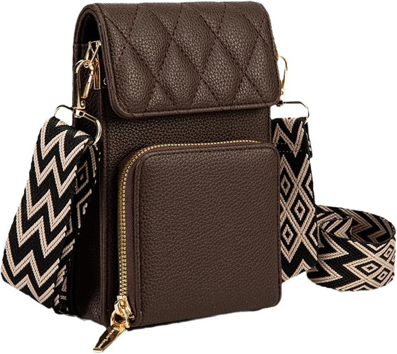 myfriday Small Leather Crossbody Bag for Women with Guitar Strap Mini Crossover Bags & Shoulder Purses with 2 Card Slots