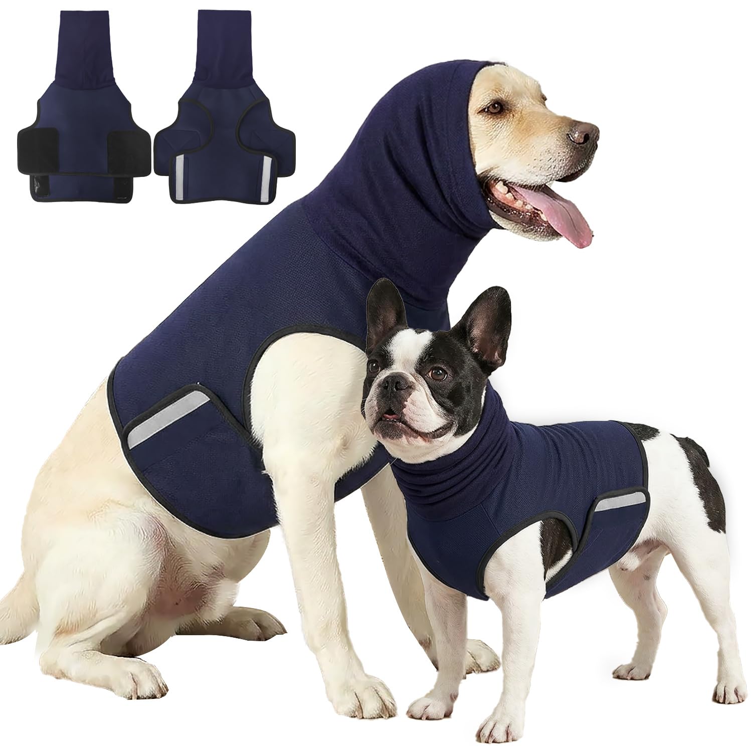 Ansiedad por separación perros solución con chaqueta calmante azul XXL