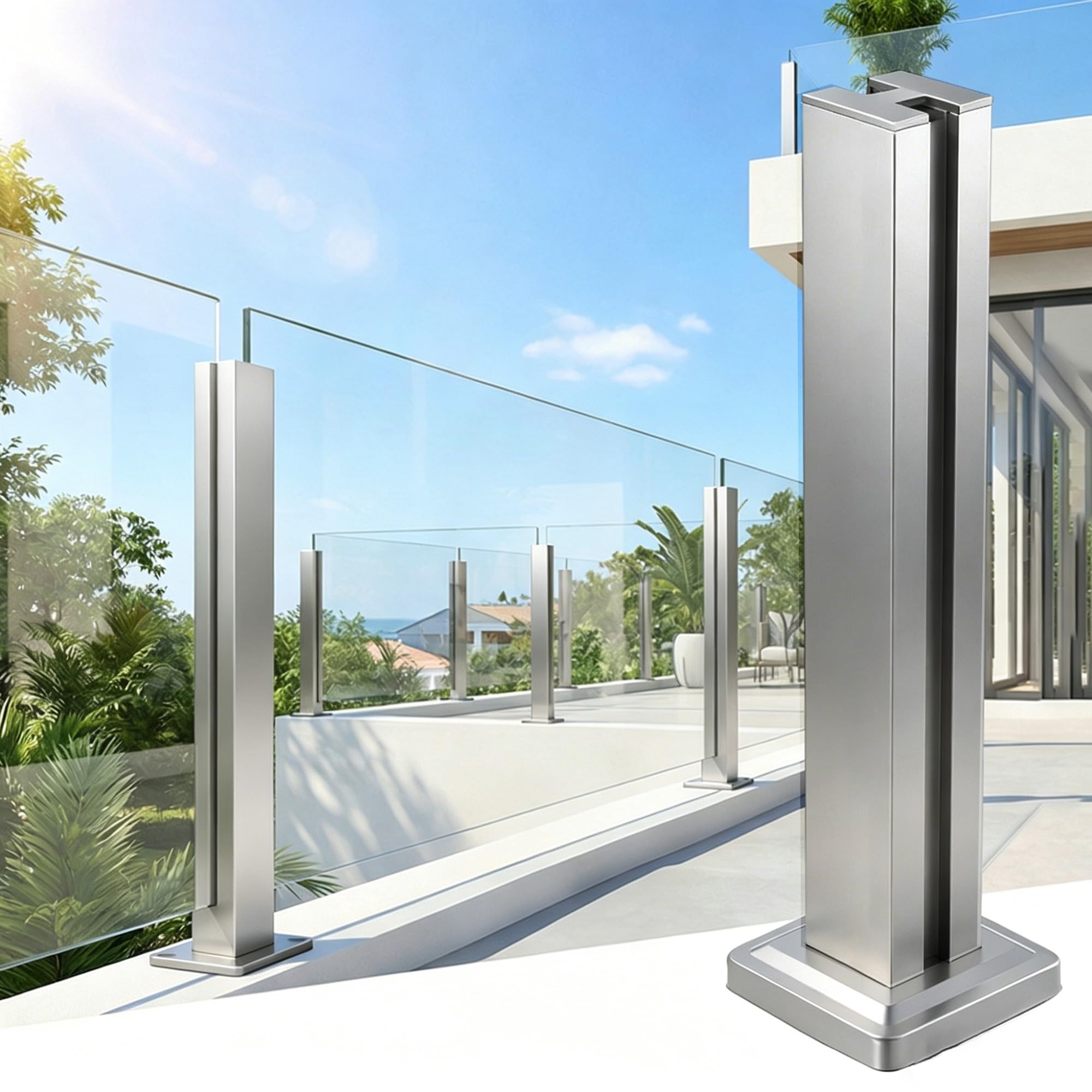 HeavyDu - Sistema de soporte de poste DuRailing de 65 cm para paneles de 10 mm, seguro y resistente para exteriores para patios y construcciones comerciales