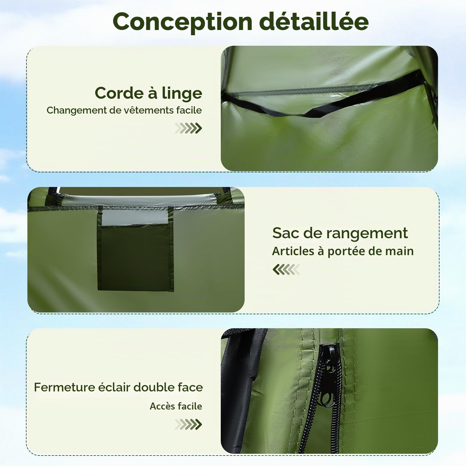 portable cabine de douche camping,tente avec douche et toilettes extérieures,tente pop up avec protection UV 120 x 120 x 190cm,toutes saisons pour le camping, la randonnée, la pêche, la plage