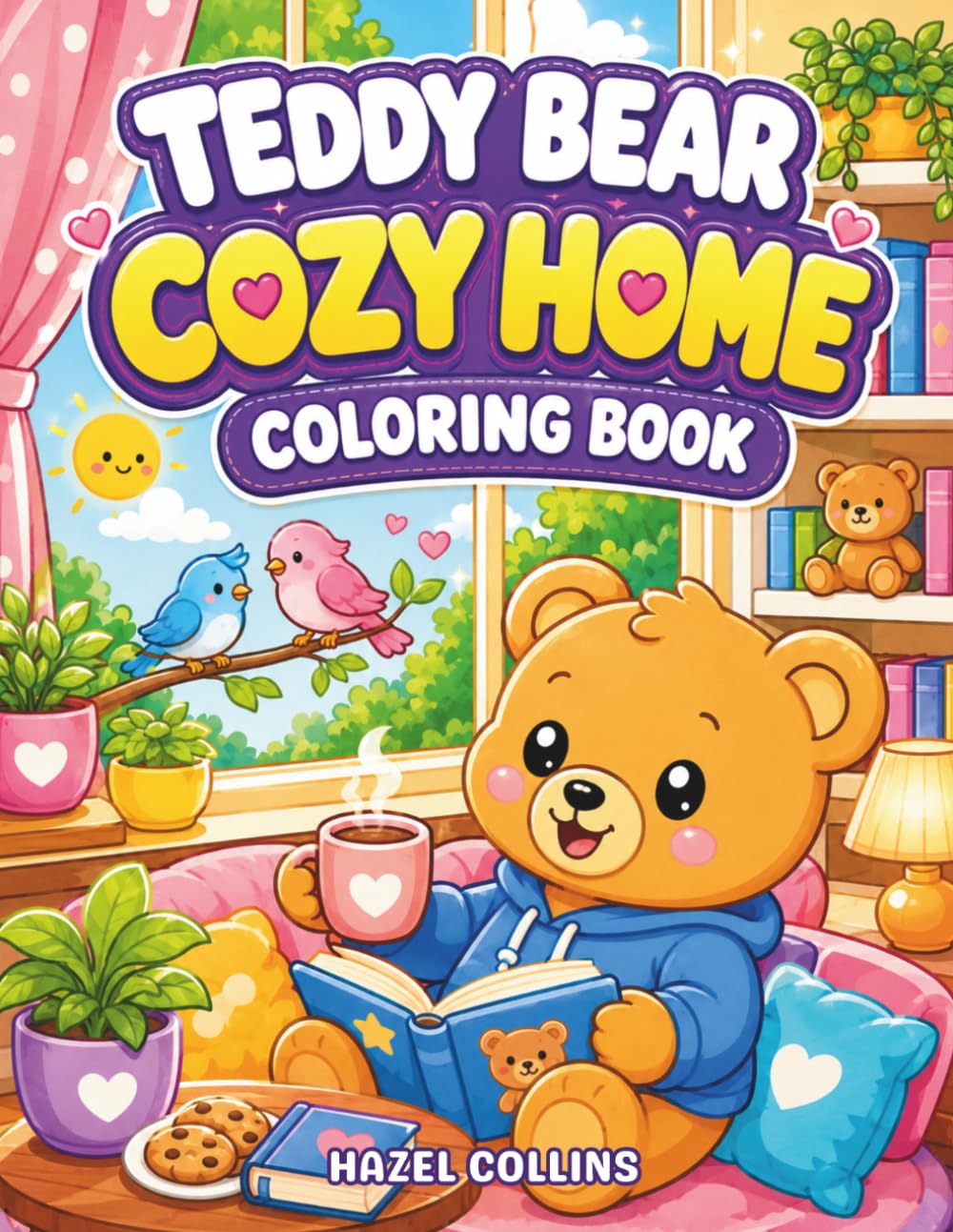 Teddy Bear Cozy Home Coloring Book: Easy Kawaii Pages Featuring Cute Teddy Bears Enjoying Homemade Treats, Crafts, and Relaxing Activities