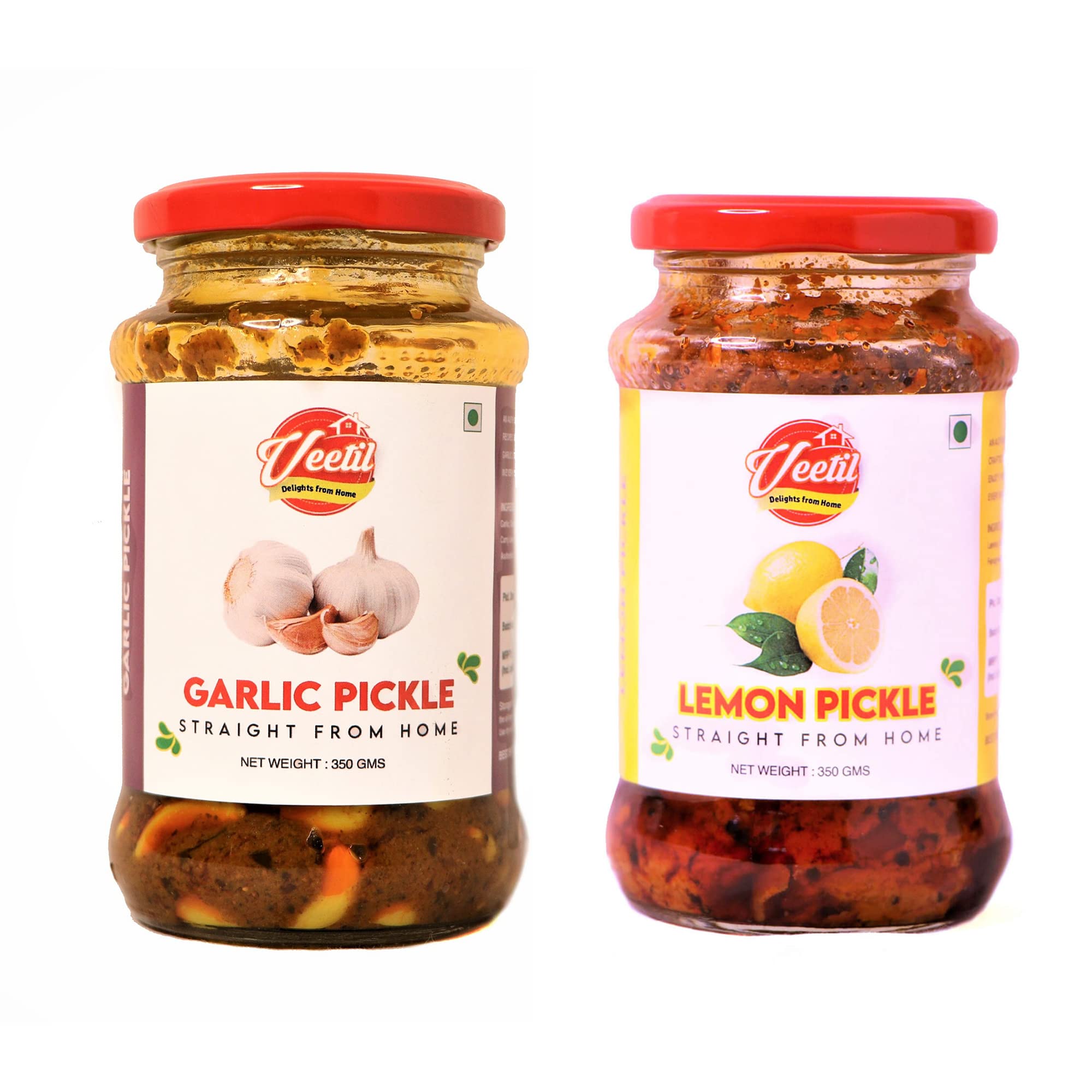 Veetil Garlic Pickle + Lemon Pickle Combo Pack - Homemade Nimbu + Lasoon Ka Aachar 350g (2 bottles) (B09ZYGDZH5) Amazon Price History, Amazon Price Tracker