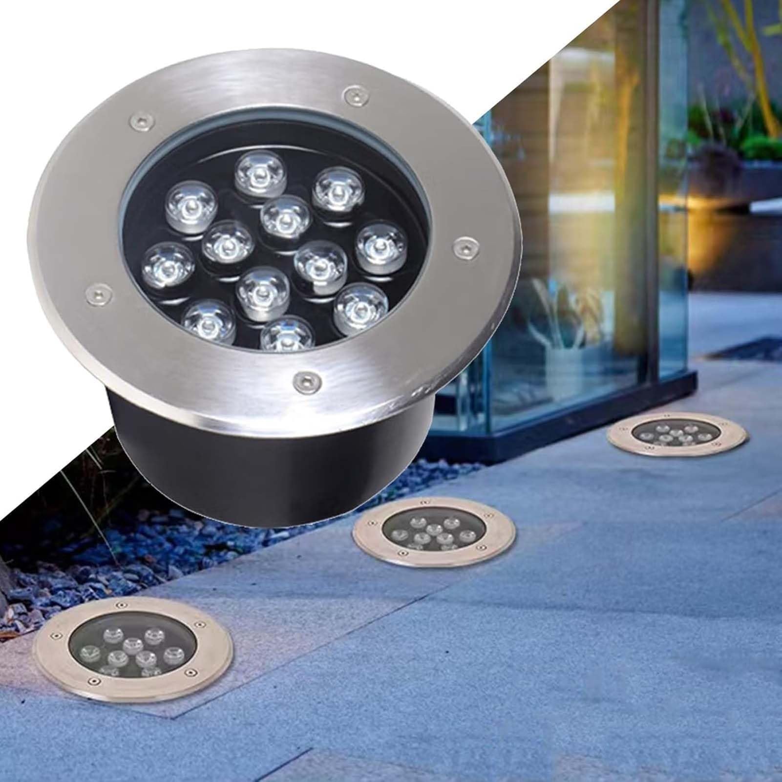 Lampa zewnętrzna LED, 9W - IP66 wodoodporne podziemne reflektory do zabudowy do ogrodu, podjazdu, tarasu i schodów - oświetlenie zewnętrzne zakopane AC220V (czerwony)