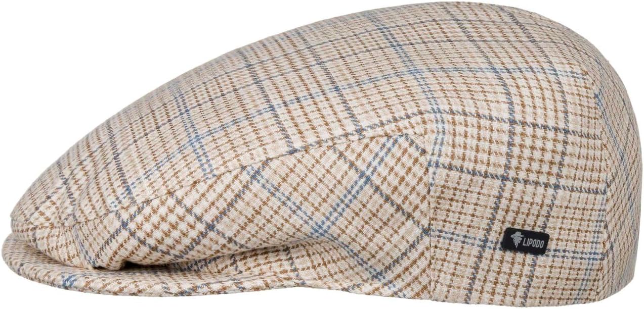 Lipodo Travello Flat Cap Plaid Cotton Linen Made in Italy Men Summer