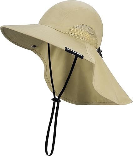 Solaris Sombrero de sol con solapa para el cuello, protección solar UPF 50, gorra ligera para hombres y mujeres, sombrero de ala ancha para pesca,