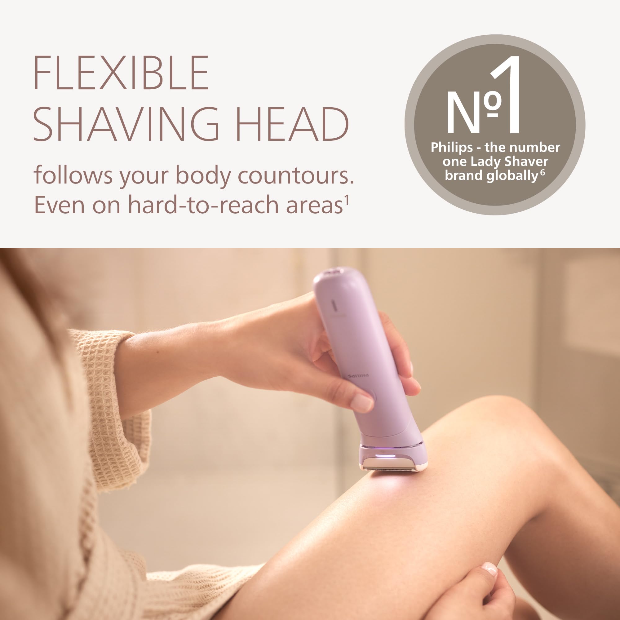 Philips Lady Shaver Series 8000 - Cordless, Wet & Dry Electric Shaver, 3-Blade Shaving System, Flexible Shaving Head, LED Light, for Legs, Body & Bikini, 100 Mins. Runtime, Model BRL149/00