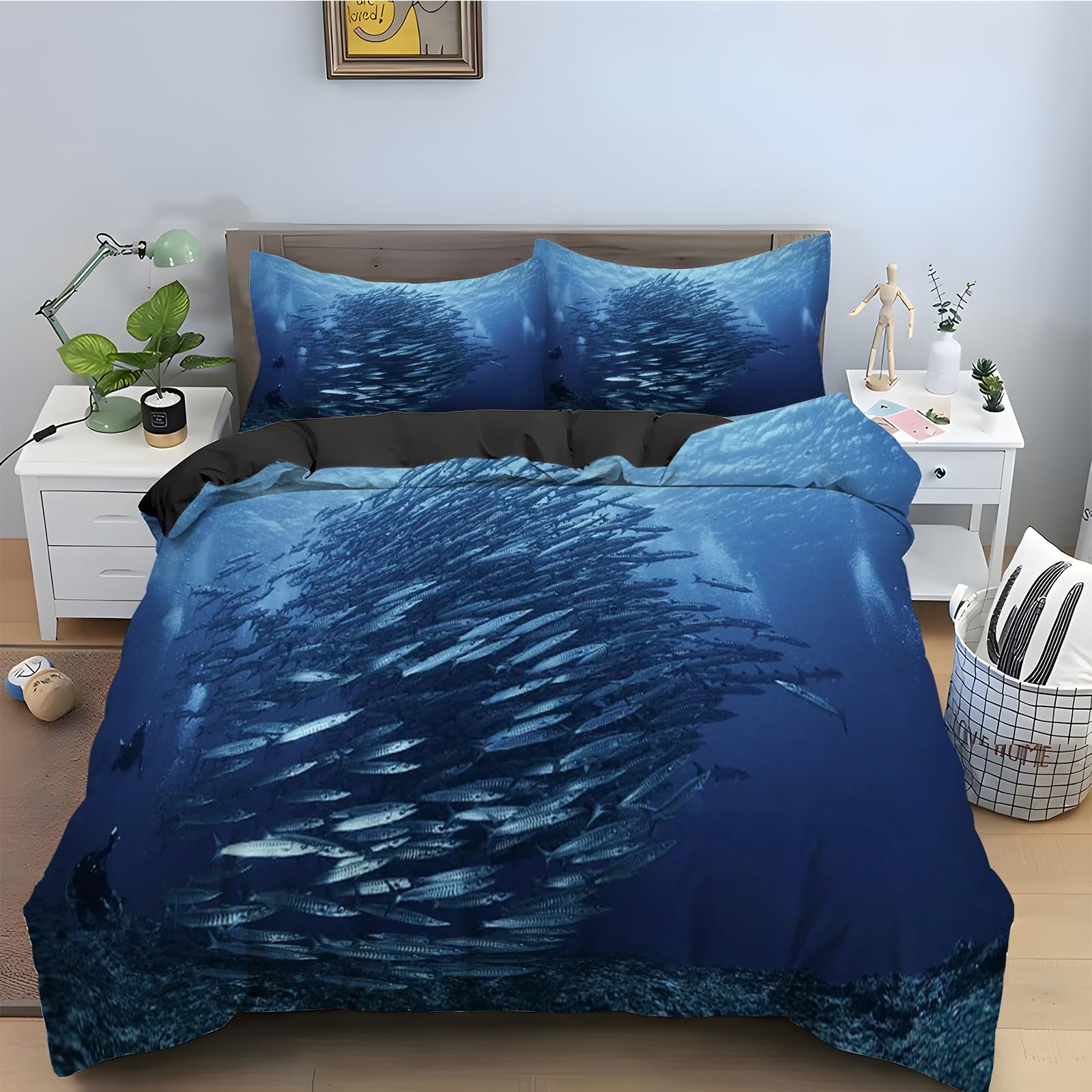 Parure de Lit Océan Housse de Couette 220x240 cm pour une Ambiance Marine et Zen