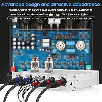 Douk Audio Balanced EQ Preamp: 7-Band Equalizer - Vacuum Tube Preamplifier with XLR RCA Inputs & Outputs - for Home Stereo HiFi System, Amplifiers, Active Speakers (T8 PRO Silver)