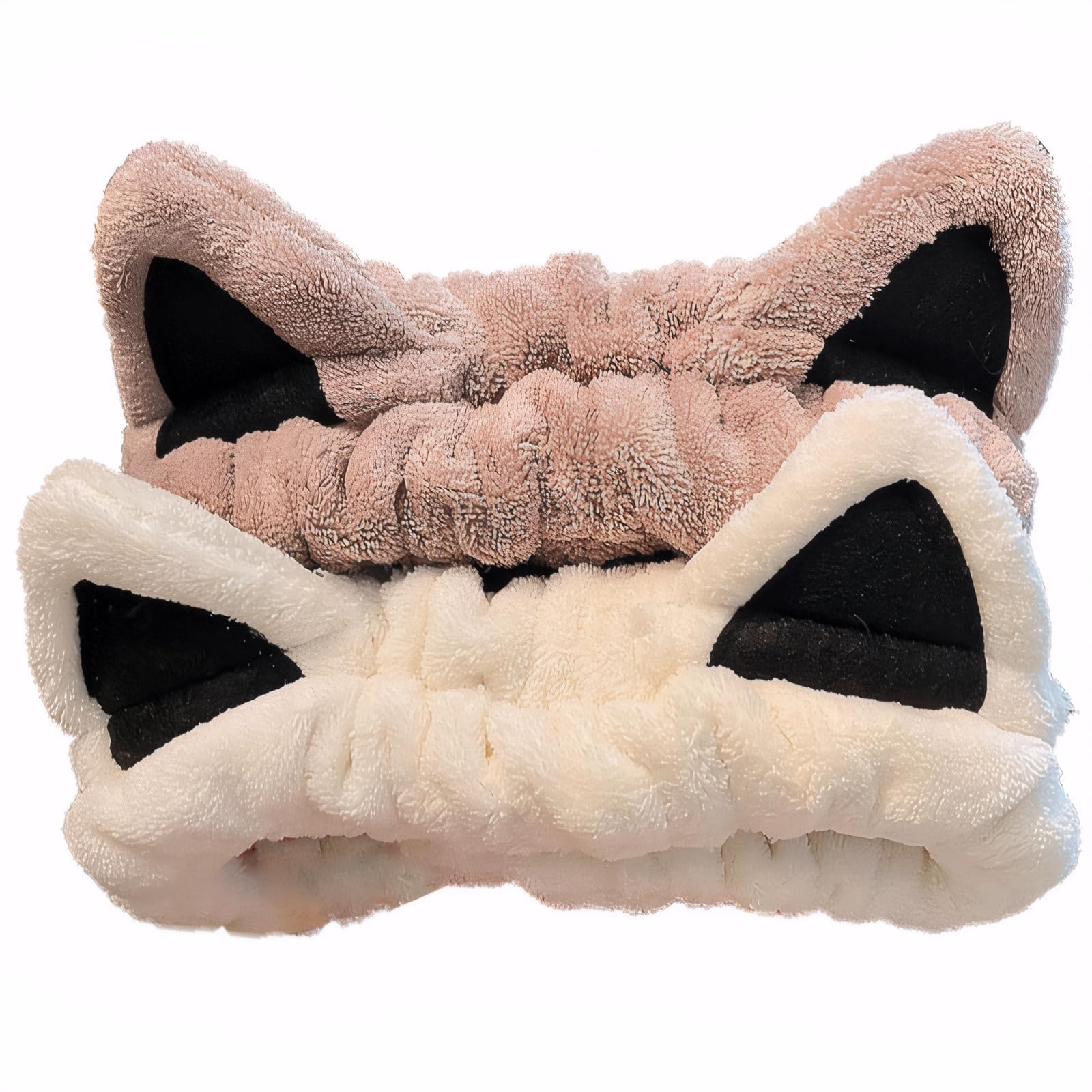 2Pcs Cat Ears Headband, Cute Beige Khaki Spa Headbands for Women Girls, Soft Stretchy Hair Accessories for Washing Face Skincare Makeup Birthday Party Gifts-image-41