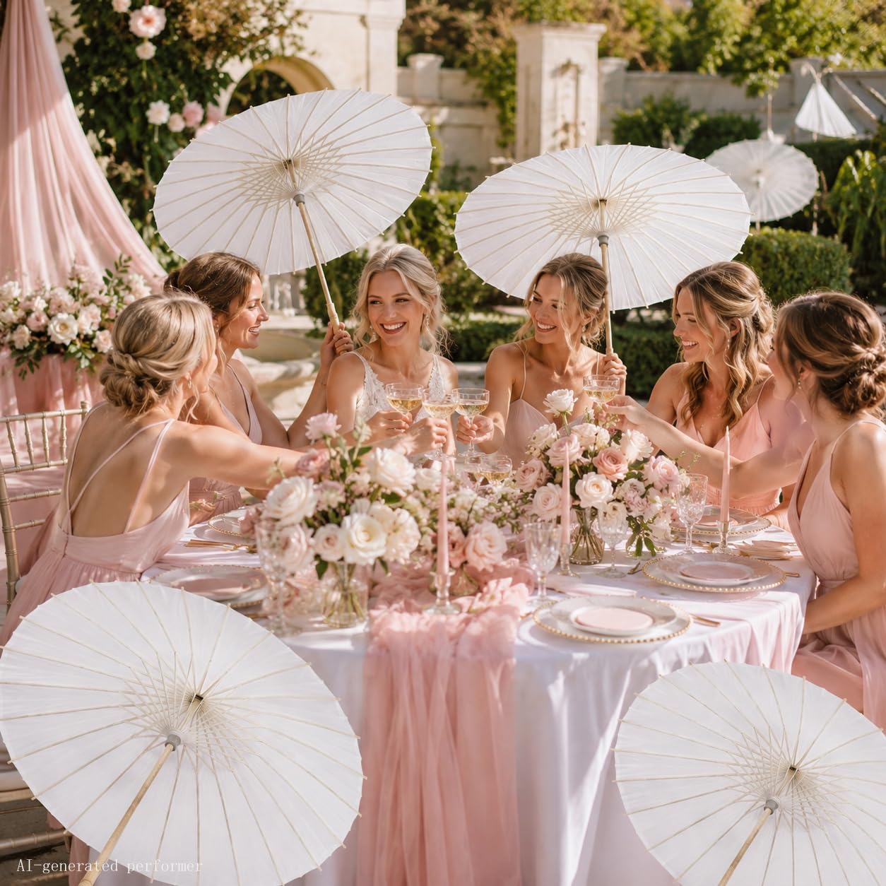 HOOMUU Hochzeit Papier Regenschirme für Frauen - Chinesisch Japanisch DIT Weißes Papier Sonnenschirm…