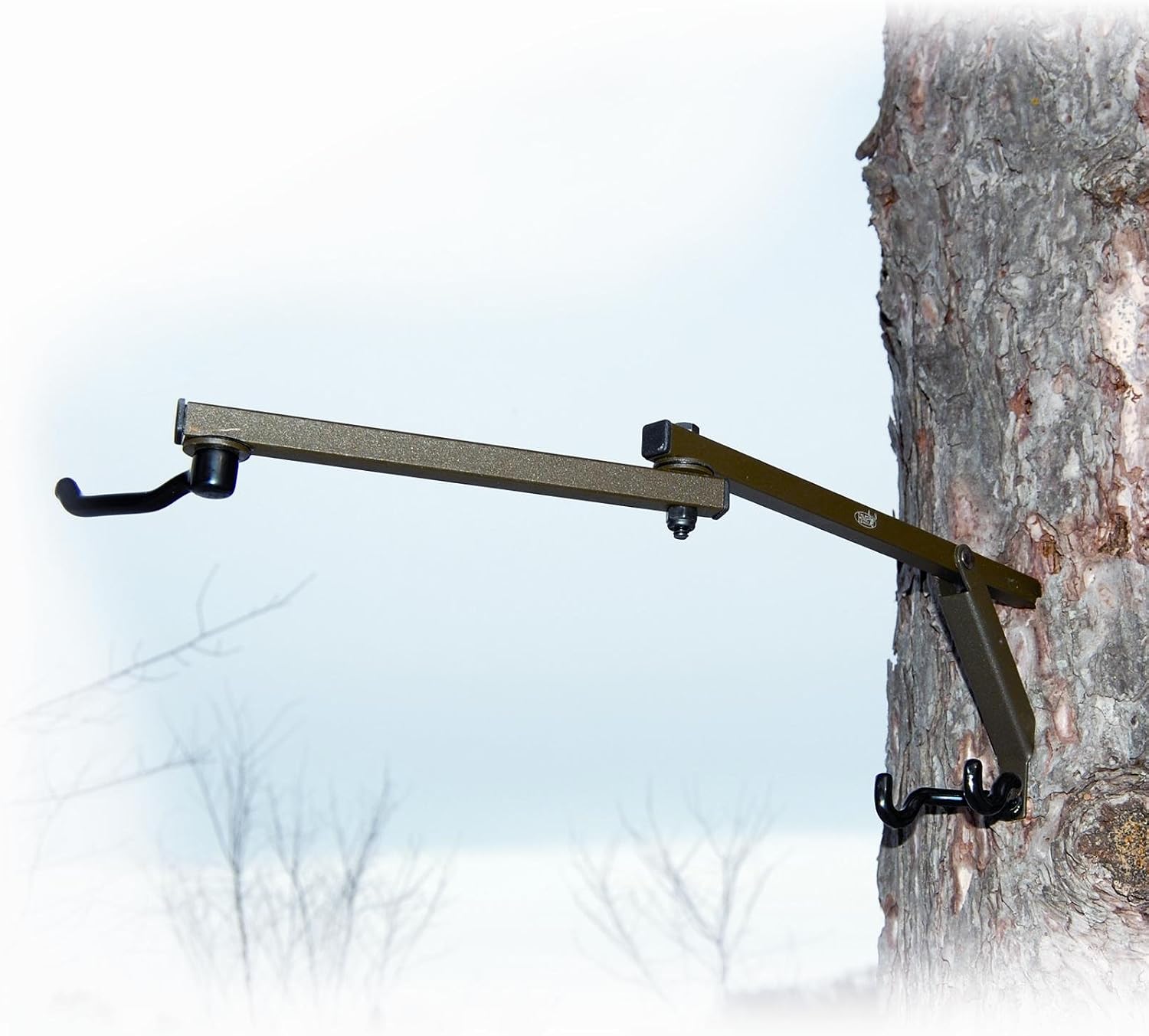 HME Easy-to-Attach Secure Tree Stand Pro Series Super Bow Hanger w/Usual and Dual-Prong Accessory Hooks, Super-Strong Machined Mounting Screw