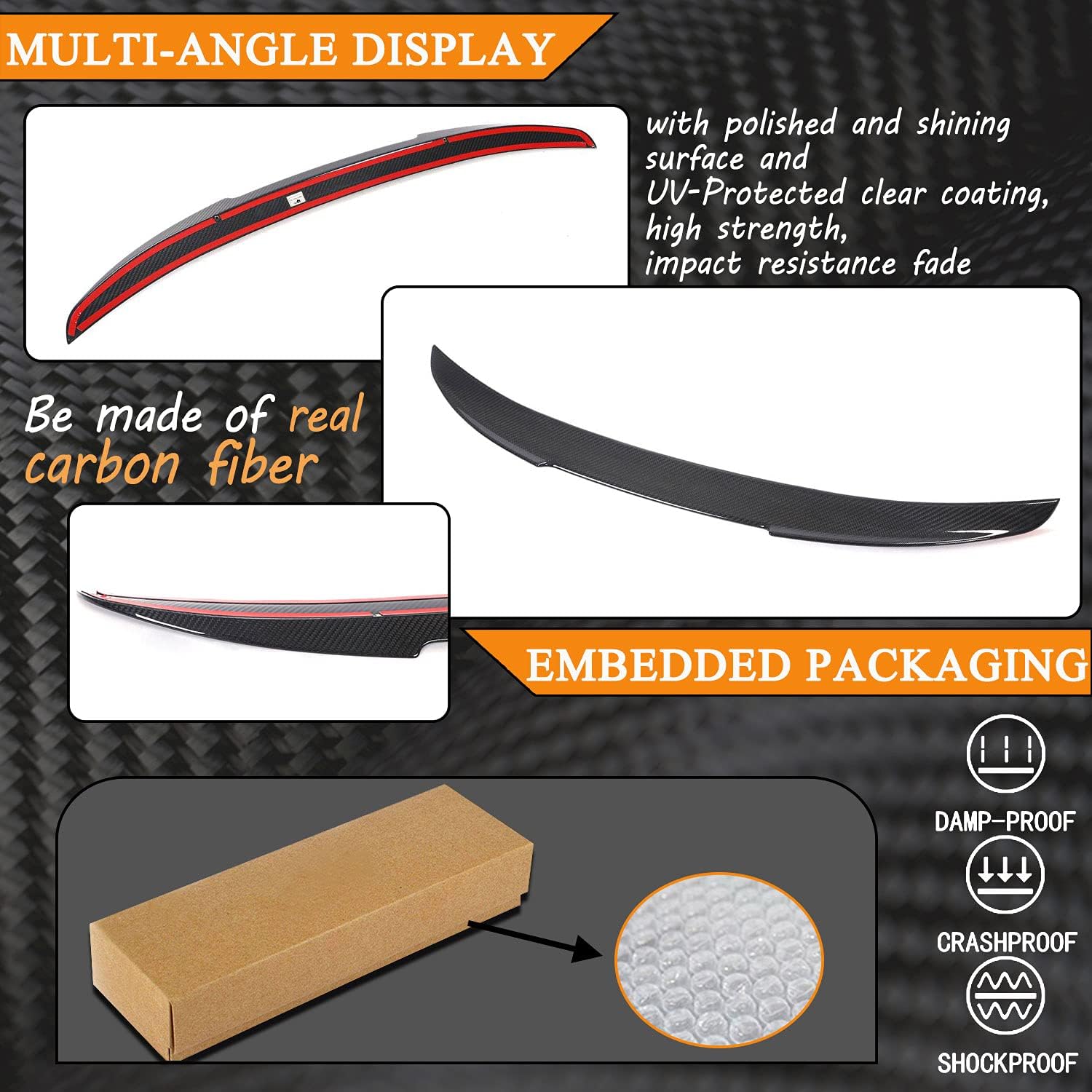 MCARCAR KIT Real Carbon Fiber Trunk Spoiler for BMW 8 Series G16 840i 850i Gran Coupe & F93 M8 2018-2025 840i&840 xDrive Rear Boot Lid Highkick Tail Wing Lip