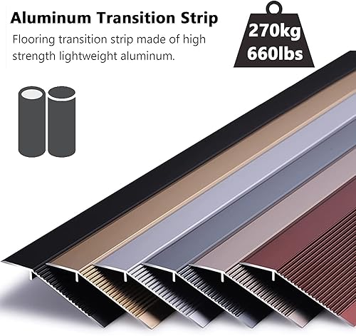 Miniatura 6 de Tira de transición de piso para huecos, tiras de transición para pisos de vinilo, rampa de puerta de aluminiomoldura reductora de umbrales con