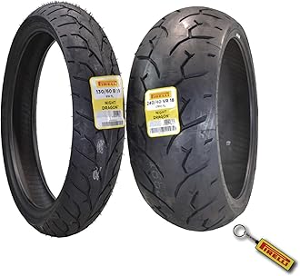 Pirelli Night Dragon Tire Set: 130/60B19 M/C 61H TL Front & 240/40VR18 M/C 79V TL Rear Cruiser Motorcycle Tires - Superior Traction & Handling for High-Performance Cruisers with Keychain