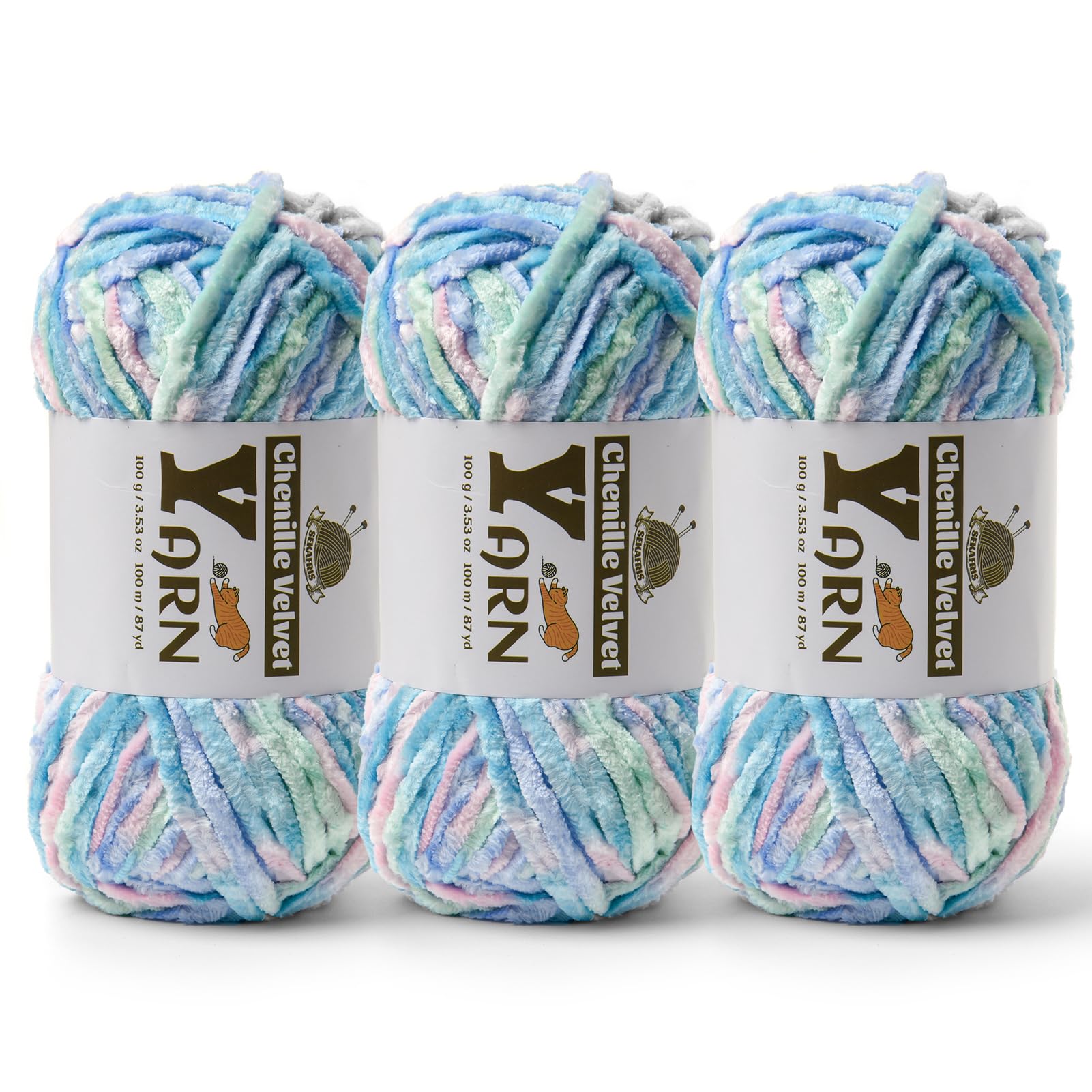 Chenille Crochet Candyfloss Yarn 3 Pack
