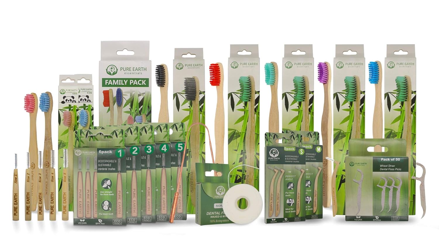 Bamboo Interdental Brush L-Shaped - Angled Brush Cleaner with Soft Bristles in Between Teeth Brushes by Pure Earth Essentials (0.6mm, 5 Count) : Industrial & Scientific