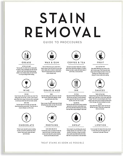 Stupell Industries Guía de eliminación de manchas de lavandería Tabla de símbolos útiles, diseño con letras y forradas