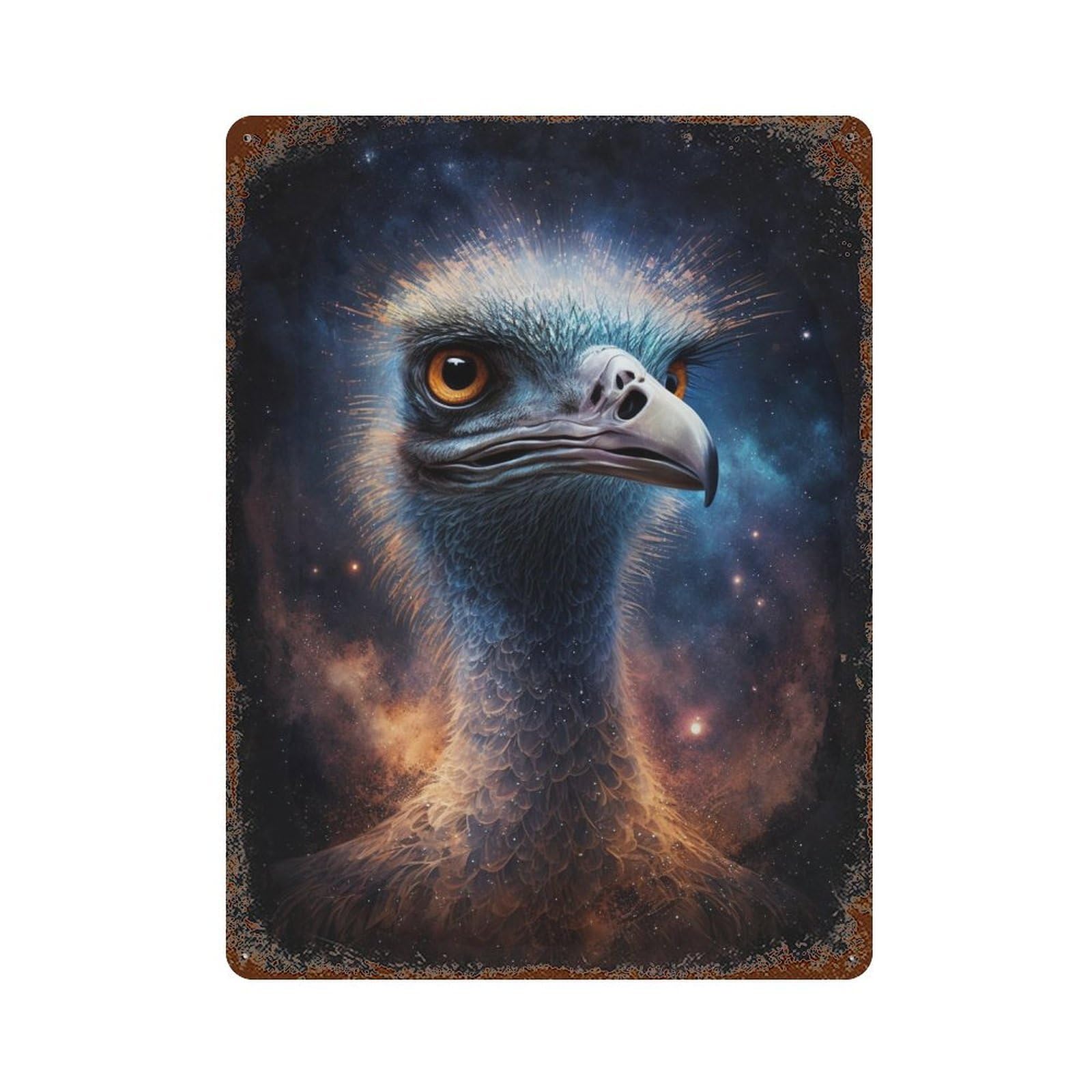 Cosmic Bird Portrait-2 15.7"x11.8" Weathered Tin Sign, Rustic Home Decor for Living Room, Hallway And Home Decor
