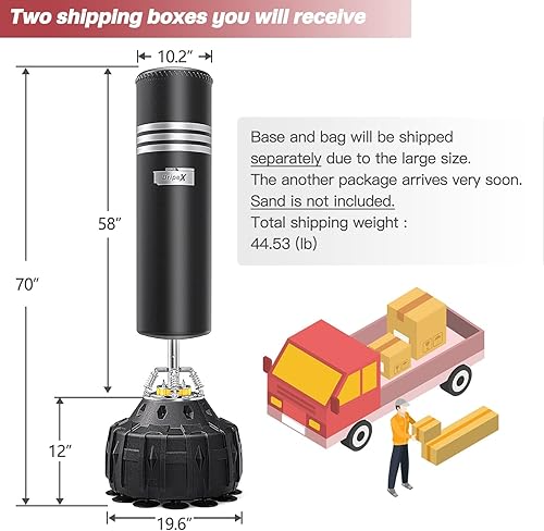 Miniatura 6 de Dripex Saco de boxeo independiente - Bolsa de boxeo pesada con soporte para adultos y jóvenes - Bolsas de boxeo de pie para gimnasio en casa