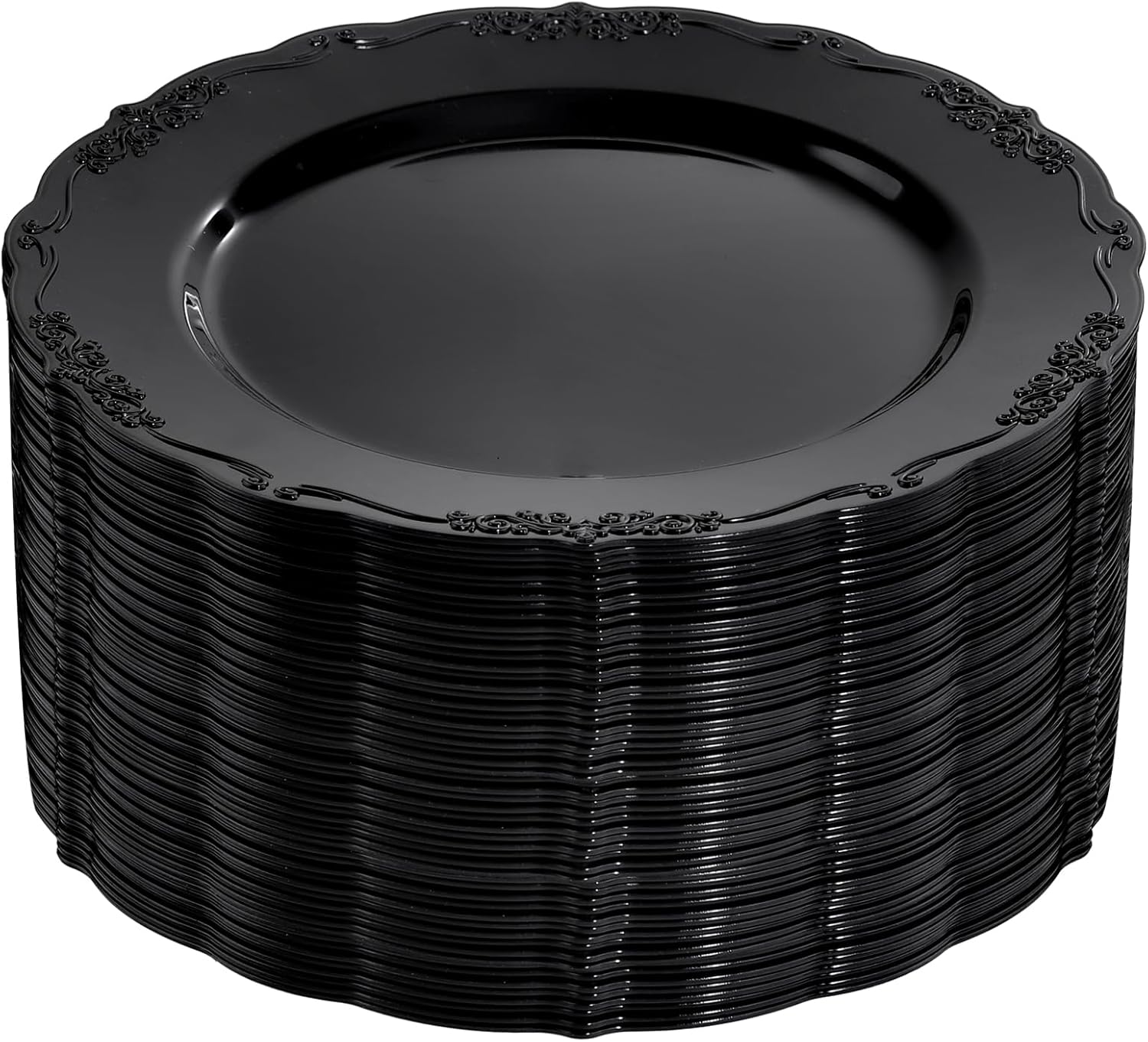 DaYammi 60PCS Black Plastic Plates, Heavy Duty Black