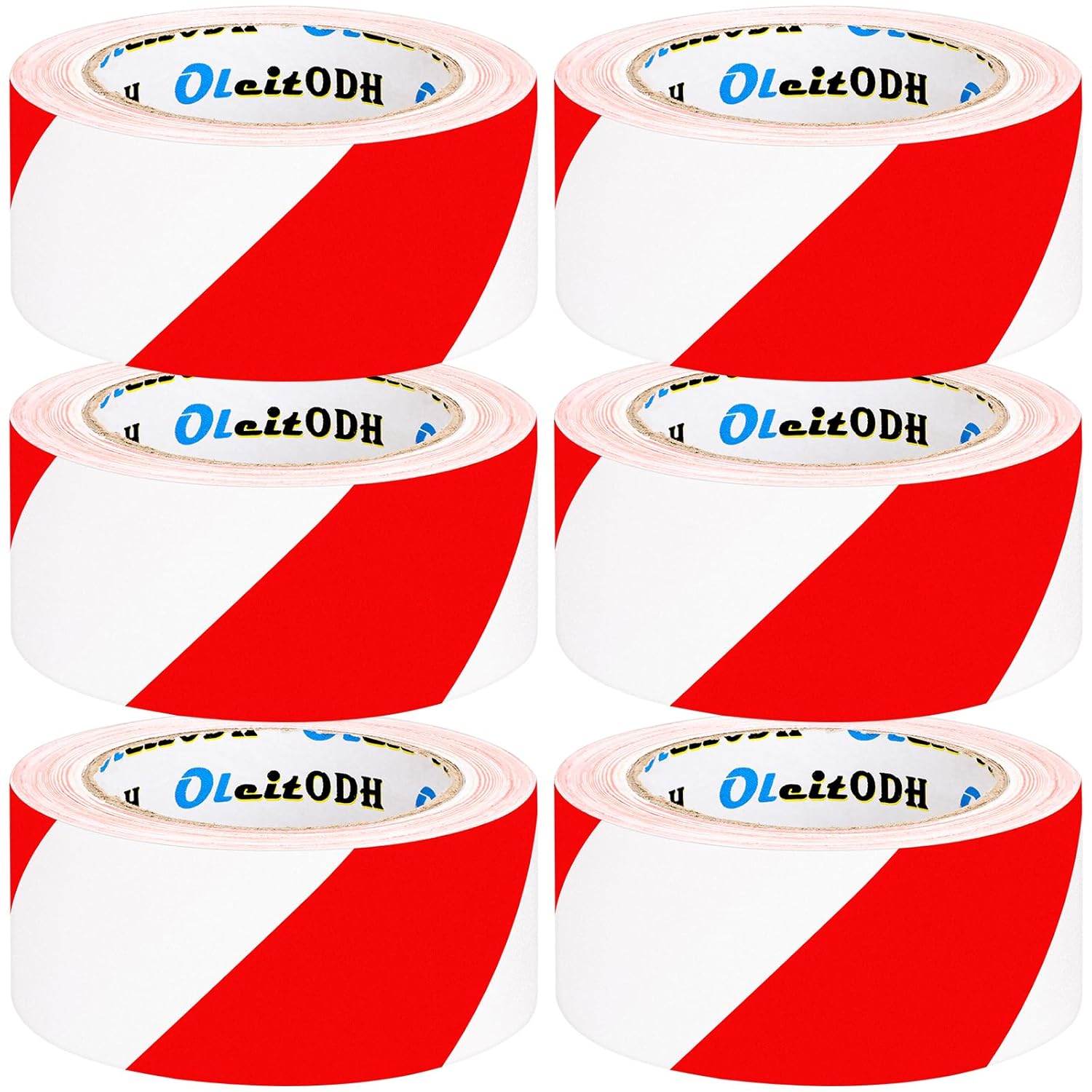 Hazard Safety Warning Stripe Tape 6 Pack, 2 Inch x 36 Yards Red & White Caution Tape Roll Bulk Waterproof Barricade Hazard Tape Self-Adhesive Tape for Floor, Walls, Pipes, Equipment Marking