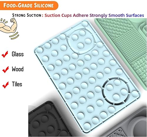 Miniatura 6 de Tapete para lamer de alimentación lenta para perros, 3 piezas de tapete para lamer para gatos y mascotas, suministros con raspador y cepillo, tapete